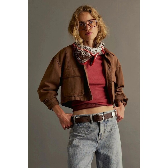Free People We The Free Martha Workwear Jacket Top Cropped Utility XL New 282644